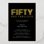 50 und fabelhafte moderne Black Birthday Party Folieneinladung (Vorderseite)