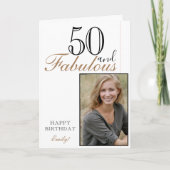50 und fabelhafte moderne Elegant Birthday Foto Ca Karte (Vorderseite)