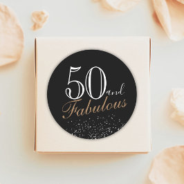 50 und fabelhafte moderne Elegant Black Birthday Runder Aufkleber