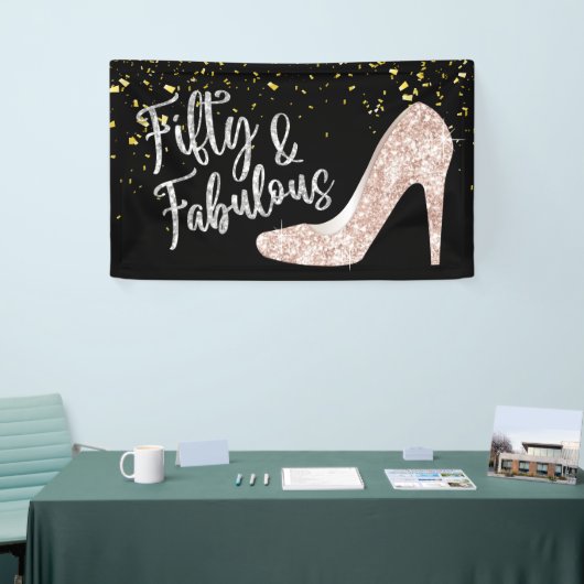 50 und fabelhafte moderne Gold Confetti 50. Geburt Banner (Messeveranstaltung)