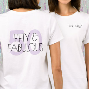 50 und fabelhafte moderne Lila 50 Geburtstagsparty T-Shirt
