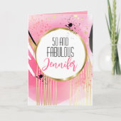 50 und fabelhafte moderne rosa Gold Black Geburtst Karte (Vorderseite)