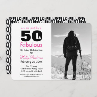 50 und fabelhafte Party Einladung mit B&W Foto