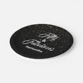 50 und fabelhafte Personalisiert Gold Glitzer Blac Pappteller (Schrägansicht)