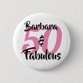 50 und fabelhafte Personalisierte Geburtstagsparty Button (Vorderseite)