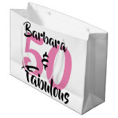 50 und fabelhafte Personalisierte Geburtstagsparty Große Geschenktüte (Vorderseite Schrägansicht)