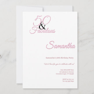 50 und fabelhafte Pink Birthday Party Einladung