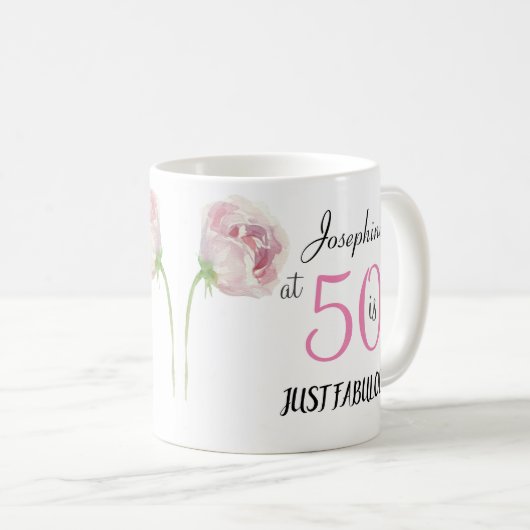50 und fabelhafte Pink Black Fiftieth Birthday Par Kaffeetasse (VorderseiteRechts)