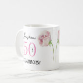 50 und fabelhafte Pink Black Fiftieth Birthday Par Kaffeetasse (Vorderseite Links)