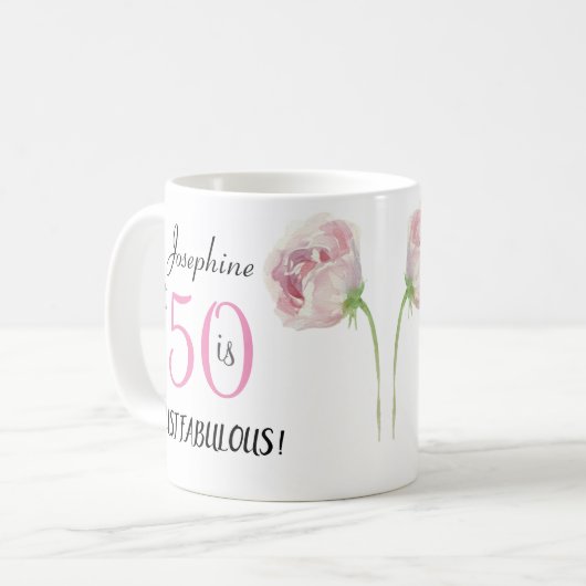 50 und fabelhafte Pink Black Fiftieth Birthday Par Kaffeetasse (Vorderseite Links)