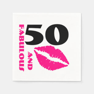 50 und fabelhafte Pink Lippenstift 50. Geburtstags Serviette