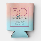 50 und fabelhafte Pink und Blue Birthday Party Dosenkühler (Vorderseite)