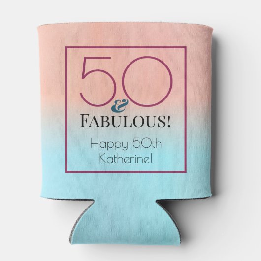 50 und fabelhafte Pink und Blue Birthday Party Dosenkühler (Rückseite)