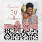 50 und fabelhafte Pink White Birthday Party Weinetikett (Einzelnes Label)