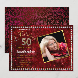 50 und fabelhafte Red Bling 50. Geburtstagsparty Einladung