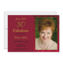50 und fabelhafte Red Gold Floral Geburtstag