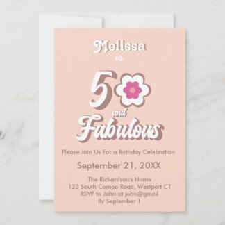 50 und fabelhafte rosa Geburtstag Groovy Einladung