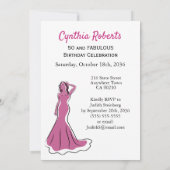 50 und fabelhafte rosa Geburtstagsfeier Einladung (Rückseite)