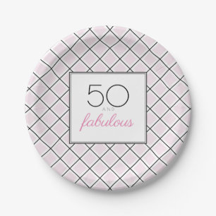 50 und fabelhafte rosa Geburtstagsparty Pappteller