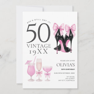 50 und fabelhafte rosa Heels & Cocktails Einladung