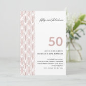 50 und fabelhafte rosa Minimalistische Art Deco 50 Einladung (Stehend Vorderseite)