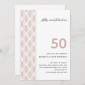 50 und fabelhafte rosa Minimalistische Art Deco 50 Einladung (Vorne/Hinten)