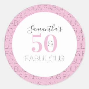 50 und fabelhafte rosa Moderne 50. Geburtstag Runder Aufkleber