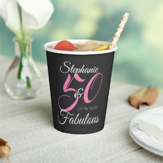 50 und fabelhafte rosa Personalisierte Geburtstags Pappbecher