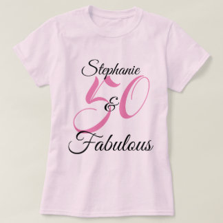 50 und fabelhafte rosa Personalisierte Geburtstags T-Shirt