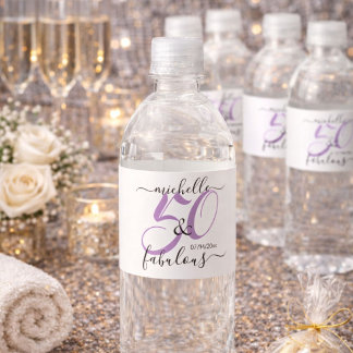50 und fabelhafte rosa Personalisierte Geburtstags Wasserflaschenetikett