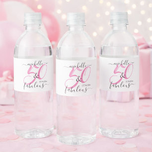 50 und fabelhafte rosa Personalisierte Geburtstags Wasserflaschenetikett
