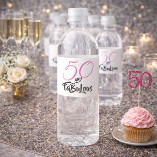 50 und fabelhafte rosa Personalisierte Geburtstags Wasserflaschenetikett