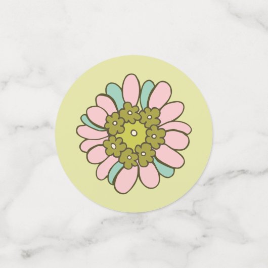 50 und fabelhafte rosa Retro Blumengestelle Confet Konfetti (Klein Vorderseite)