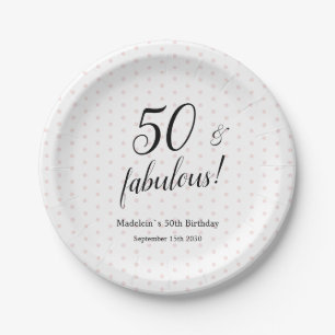 50 und fabelhafte rosa Schwarz 50. Geburtstag Pappteller