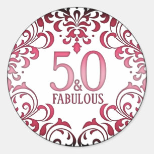50 und fabelhafte rosa Schwarz 50. Geburtstag Runder Aufkleber