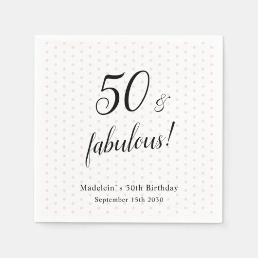 50 und fabelhafte rosa Schwarz 50. Geburtstag Serviette (Vorderseite)