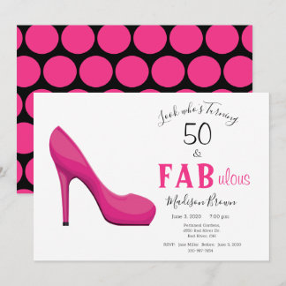 50 und fabelhafte rosa und schwarz 50. Geburtstag Einladung