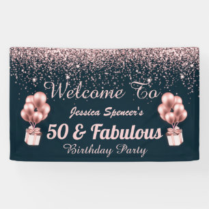 50 und fabelhafte Rose Gold 50. Geburtstag Weclome Banner