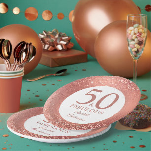 50 und fabelhafte Rose Gold 50. Geburtstagsparty Pappteller