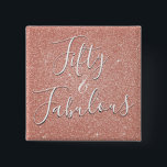 50 und fabelhafte Rose Gold Blush Pink Glitzer Button<br><div class="desc">50 und fabelhafte 50. Geburtstagsparty Imitats Sparkle und Glitzer Rose Gold Blush Pink Tasten sind perfekt für eine Rose Gold oder Blush Pink Geburtstagsparty. Diese 50 und fabelhaften Party-Buttone sind perfekt für eine mädchenhafte 50. Geburtstagsparty.</div>