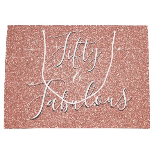 50 und fabelhafte Rose Gold Blush Pink Glitzer Große Geschenktüte (Vorderseite)
