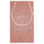 50 und fabelhafte Rose Gold Blush Pink Glitzer Kleine Geschenktüte (Rückseite)