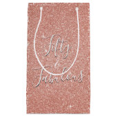50 und fabelhafte Rose Gold Blush Pink Glitzer Kleine Geschenktüte (Vorderseite)