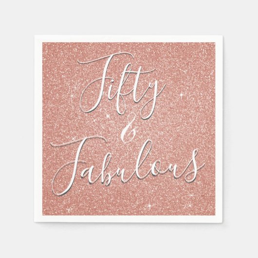 50 und fabelhafte Rose Gold Blush Pink Glitzer Serviette (Vorderseite)