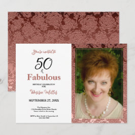 50 und fabelhafte Rose Gold Floral Geburtstag Einladung