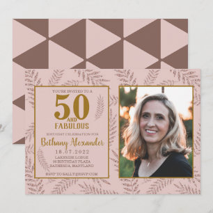 50 und fabelhafte Rose Gold Geburtstag Einladung