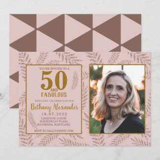 50 und fabelhafte Rose Gold Geburtstag Einladung