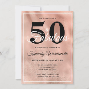 50 und fabelhafte Rose Gold Glam Geburtstagsparty Einladung