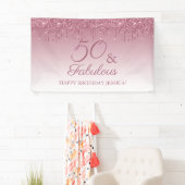 50 und fabelhafte Rose Gold Pink Dripping Glitzer Banner (Insitu)