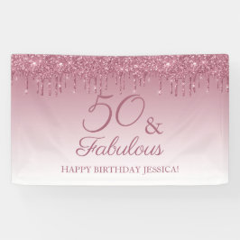 50 und fabelhafte Rose Gold Pink Dripping Glitzer Banner